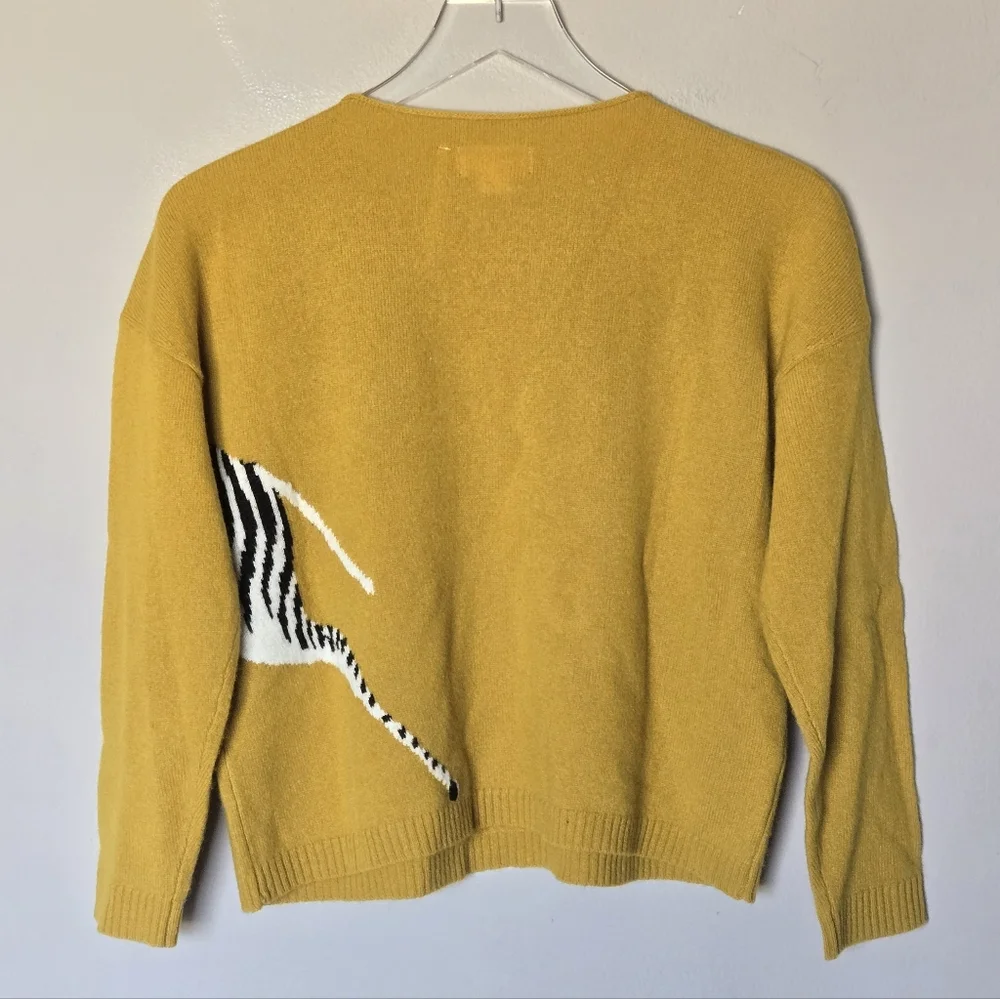 Anthropologie Maeve Cashmere Zebra Sweater Mustard Yellow Preppy XXSP - Picture 7 of 10